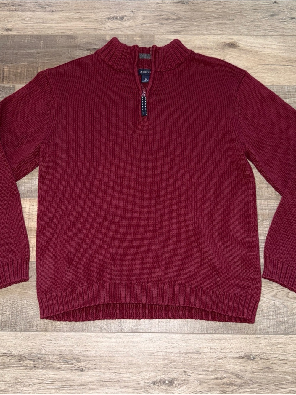 Lands' End Boys M 10/12 quarter Zip-Up Sweater - Burgundy